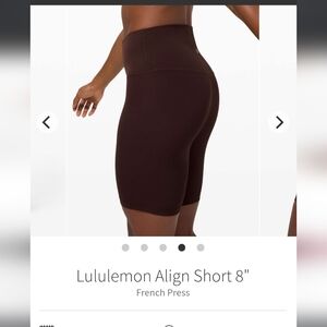 Nwot ! Lululemon Align Short 8 Inch FRENCH PRESS sz 4